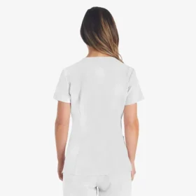 Blusa de trabajo con cuello en V Eds Essentials para mujer