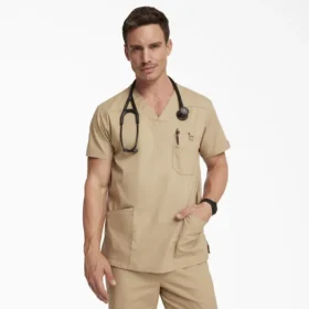 Blusa de trabajo con cuello en V Eds Signature para hombre