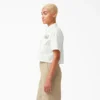 Camisa de trabajo corta con parches bordados para mujer Camisa de trabajo corta con parches bordados para mujer