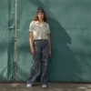 Camisa de trabajo corta con parches bordados para mujer Camisa de trabajo corta con parches bordados para mujer