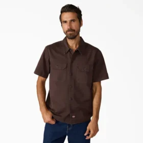 Camisa de trabajo de color liso con efecto desgastado