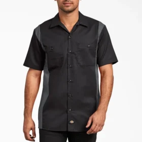 Camisa de trabajo de manga corta en dos tonos Camisa de trabajo de manga corta en dos tonos