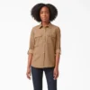 Camisa de trabajo de manga larga con lengüetas enrollables para mujer Camisa de trabajo de manga larga con lengüetas enrollables para mujer