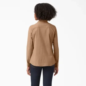 Camisa de trabajo de manga larga con lengüetas enrollables para mujer