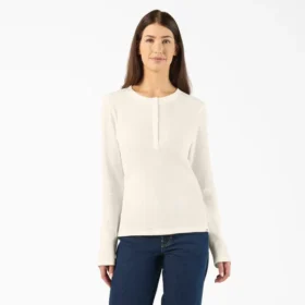 Camisa Henley de cuello redondo para mujer