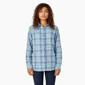 Camisas de franela a cuadros de manga larga para mujer