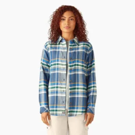 Camisas de franela a cuadros de manga larga para mujer