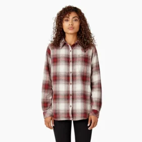 Camisas de franela a cuadros de manga larga para mujer