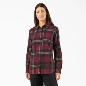 Camisas de franela a cuadros de manga larga para mujer