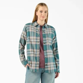 Camisas de franela a cuadros de manga larga para mujer