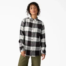 Camisas de franela a cuadros de manga larga para mujer