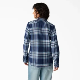Camisas de franela a cuadros de manga larga para mujer