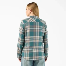 Camisas de franela a cuadros de manga larga para mujer