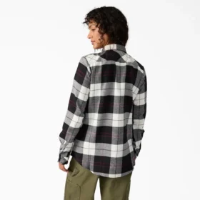 Camisas de franela a cuadros de manga larga para mujer