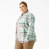Camisas de franela a cuadros de manga larga para mujer talla grande