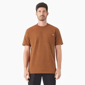 Camisas de manga corta con bolsillo de tejido de punto de peso pesado jaspeado