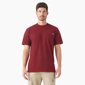Camisas de manga corta con bolsillo de tejido de punto de peso pesado jaspeado
