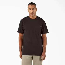 Camisas de manga corta con bolsillo de tejido de punto de peso pesado jaspeado