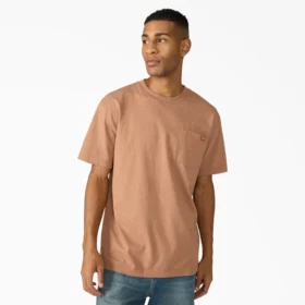 Camisas de manga corta con bolsillo de tejido de punto de peso pesado jaspeado