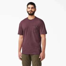 Camisas de manga corta con bolsillo de tejido de punto de peso pesado jaspeado