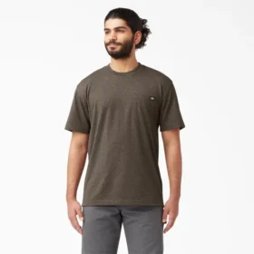 Camisas de manga corta con bolsillo de tejido de punto de peso pesado jaspeado
