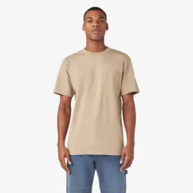 Camisas de manga corta con bolsillo de tejido de punto de peso pesado jaspeado