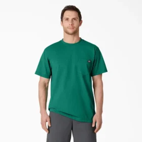 Camisas de manga corta con bolsillo de tejido de punto de peso pesado jaspeado