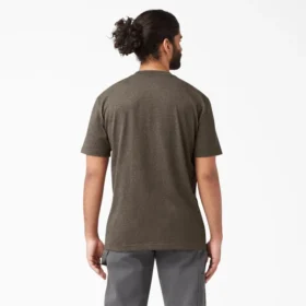 Camisas de manga corta con bolsillo de tejido de punto de peso pesado jaspeado