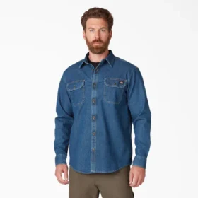 Camisas de manga larga de mezclilla Flex