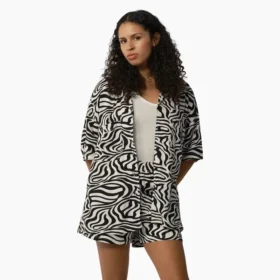 Camisas de trabajo con estampado de cebra para mujer