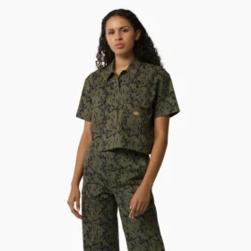 Camisas de trabajo cortas de camuflaje Drewsey para mujer