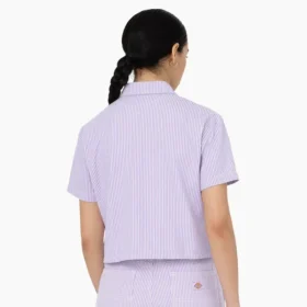 Camisas de trabajo cortas de rayas Hickory para mujer