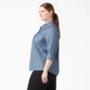 Camisas de trabajo de cambray con lengüetas para remangar para mujer tallas grandes Camisas de trabajo de cambray con lengüetas para remangar para mujer tallas grandes