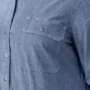 Camisas de trabajo de cambray con lengüetas para remangar para mujer tallas grandes Camisas de trabajo de cambray con lengüetas para remangar para mujer tallas grandes