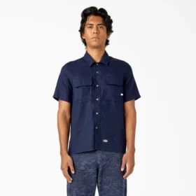 Camisas de trabajo de lino de manga corta
