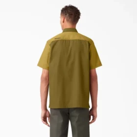 Camisas de trabajo de pantalones cortos con botones de sarga