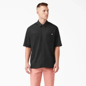 Camisas de trabajo de pantalones cortos con cremallera frontal y mezcla de materiales