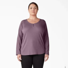 Camisas Henley de manga larga para mujer tallas grandes
