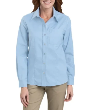 Camisas Oxford elásticas de manga larga para mujer
