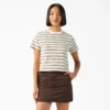 Camiseta corta a rayas con bolsillo para mujer Camiseta corta a rayas con bolsillo para mujer
