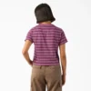 Camiseta corta a rayas con bolsillo para mujer