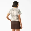 Camiseta corta a rayas con bolsillo para mujer Camiseta corta a rayas con bolsillo para mujer