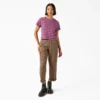 Camiseta corta a rayas con bolsillo para mujer