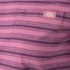 Camiseta corta a rayas con bolsillo para mujer