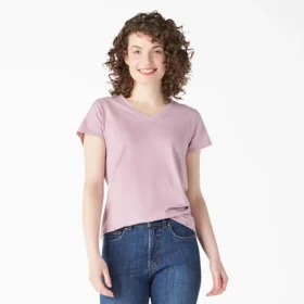 Camiseta de manga corta con cuello en V para mujer