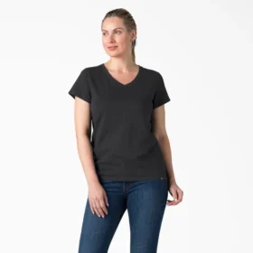Camiseta de manga corta con cuello en V para mujer