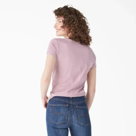 Camiseta de manga corta con cuello en V para mujer