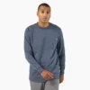 Camiseta de manga larga con bolsillo, tejido de punto jaspeado de peso pesado