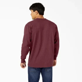 Camiseta de manga larga con bolsillo, tejido de punto jaspeado de peso pesado