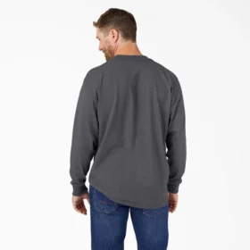 Camiseta de manga larga con bolsillo, tejido de punto jaspeado de peso pesado